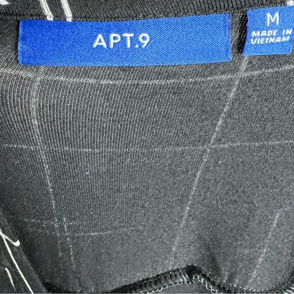 Apt 9 black and ivory abstract print cuffed shift dress size medium - Picture 5 of 6